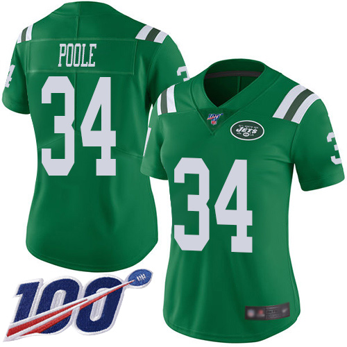 New York Jets Limited Green Women Brian Poole Jersey NFL Football #34 100th Season Rush Vapor Untouchable->women nfl jersey->Women Jersey